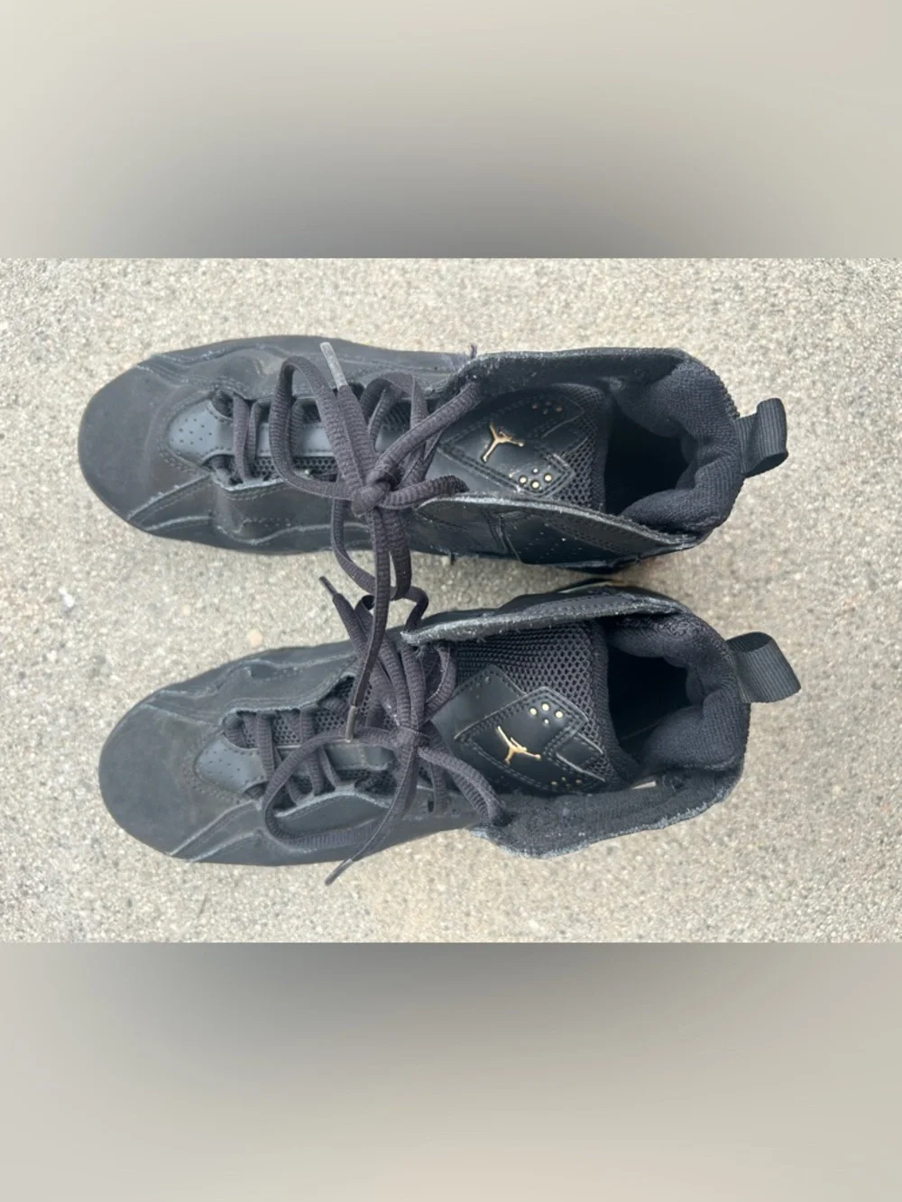 JORDAN Kids Black High-Top Sneakers with Gold Accents - Picture 4 of 5